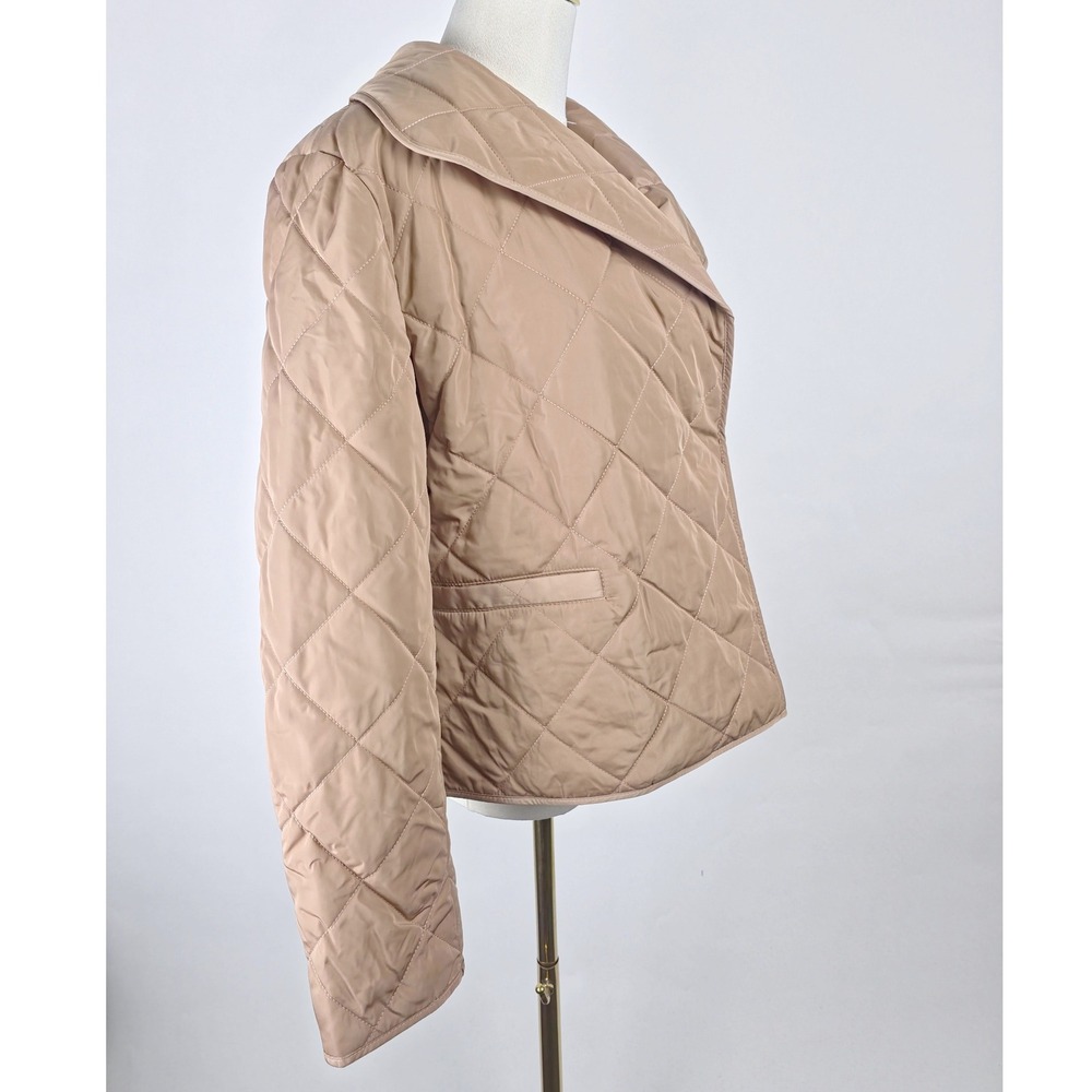 Calvin Klein Quilted Jacket Womens Large Tan Lightweight Wrap Front Gorpcore NWT - Picture 3 of 10